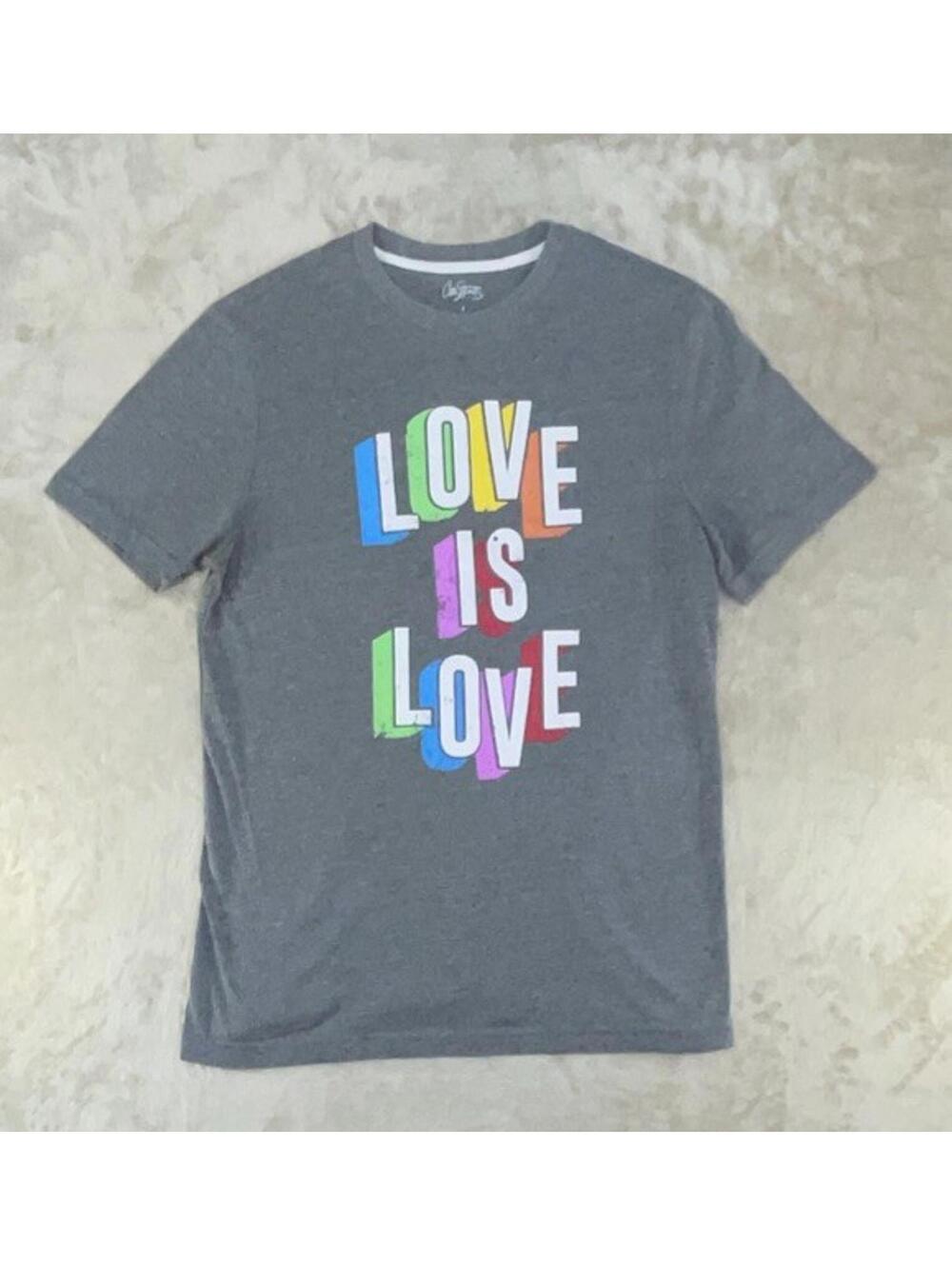 City Streets Love is Love Graphic Gray T-Shirt Top - Pride - Unisex Adults Sz S